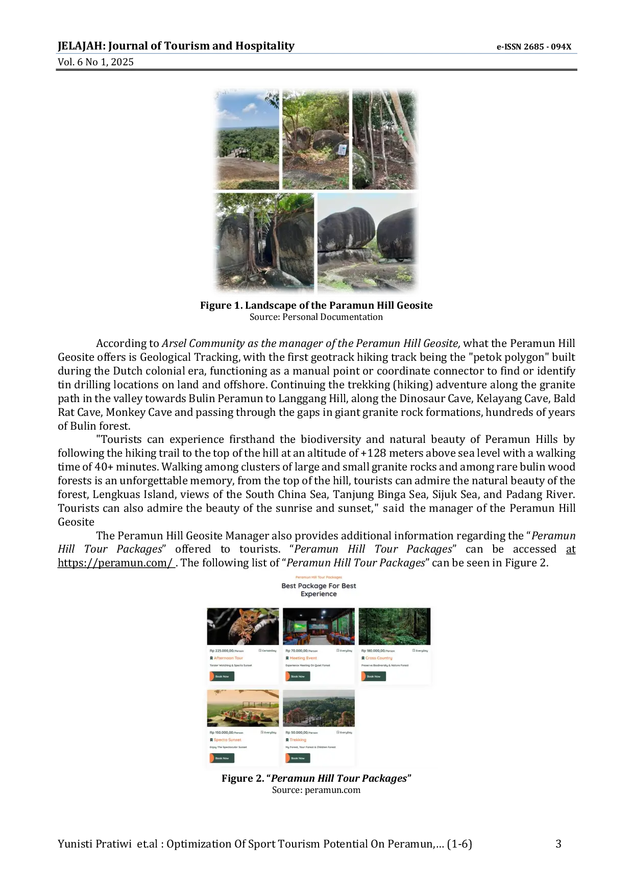 JURIS Optimization of Sport Tourism Potential on Paramun Hill in Belitung Regency for Sustainable Tourism