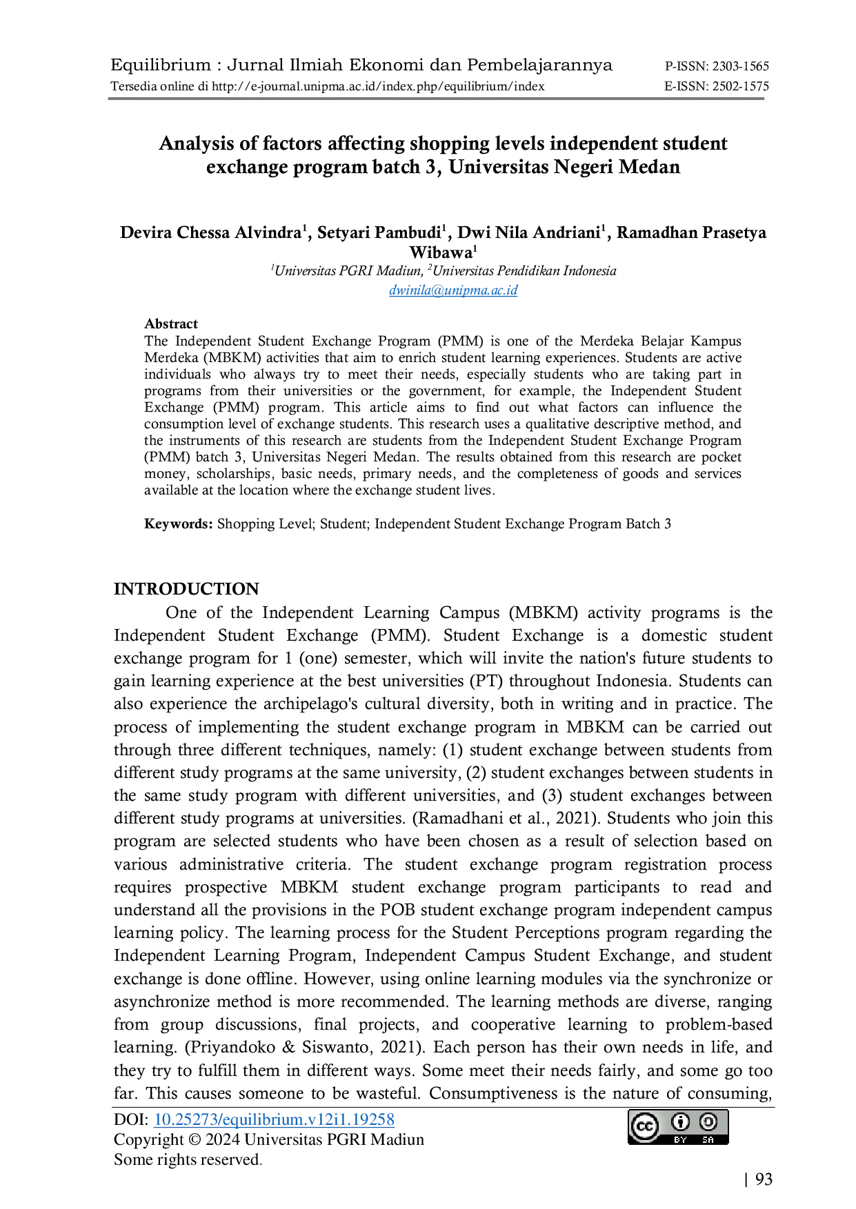 JURIS Analysis of Factors Affecting Shopping Levels Independent Student Exchange Program Batch 3 Universitas Negeri Medan