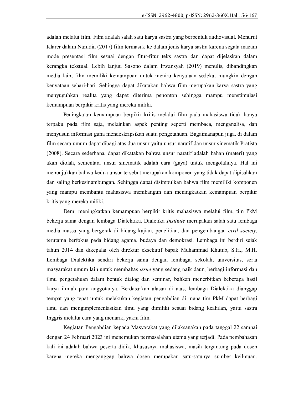 JURIS Peningkatan Kemampuan Berpikir Kritis melalui Analisis Film dalam Ranah Sastra