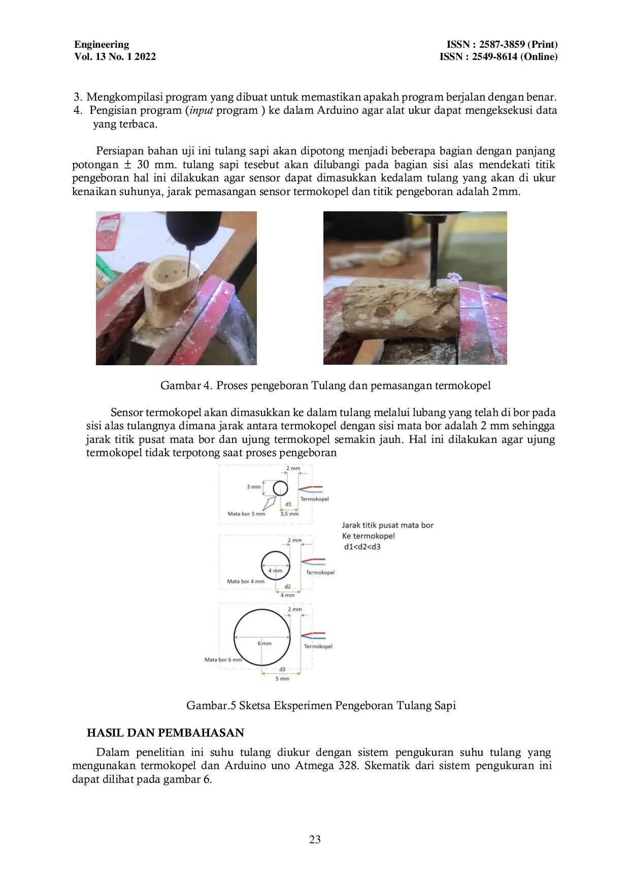 JURIS Perangkat Pengukuran Eksperimental Suhu Pengeboran Tulang Menggunakan Arduino Uno