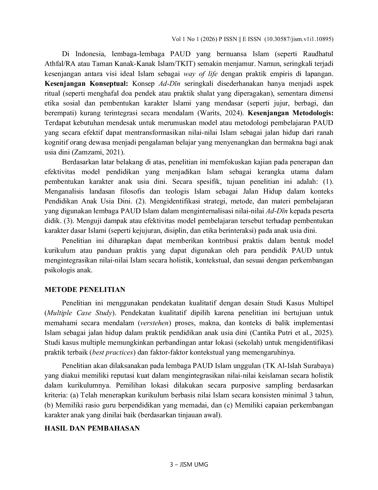 JURIS Islam sebagai Jalan Hidup dalam Konteks Pendidikan Anak Usia Dini