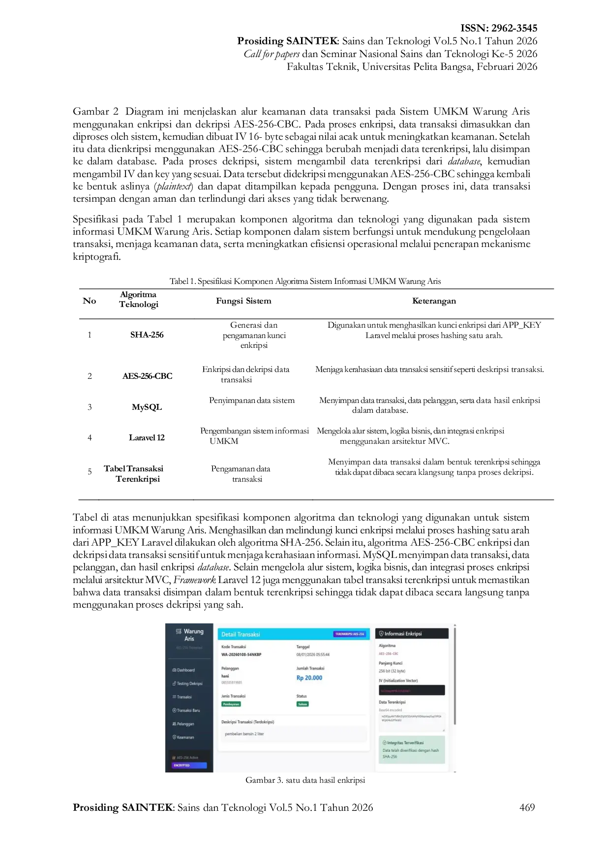 JURIS Implementasi Algoritma AES 256 untuk Pengamanan Data Transaksi pada Sistem Informasi UMKM Warung Aris