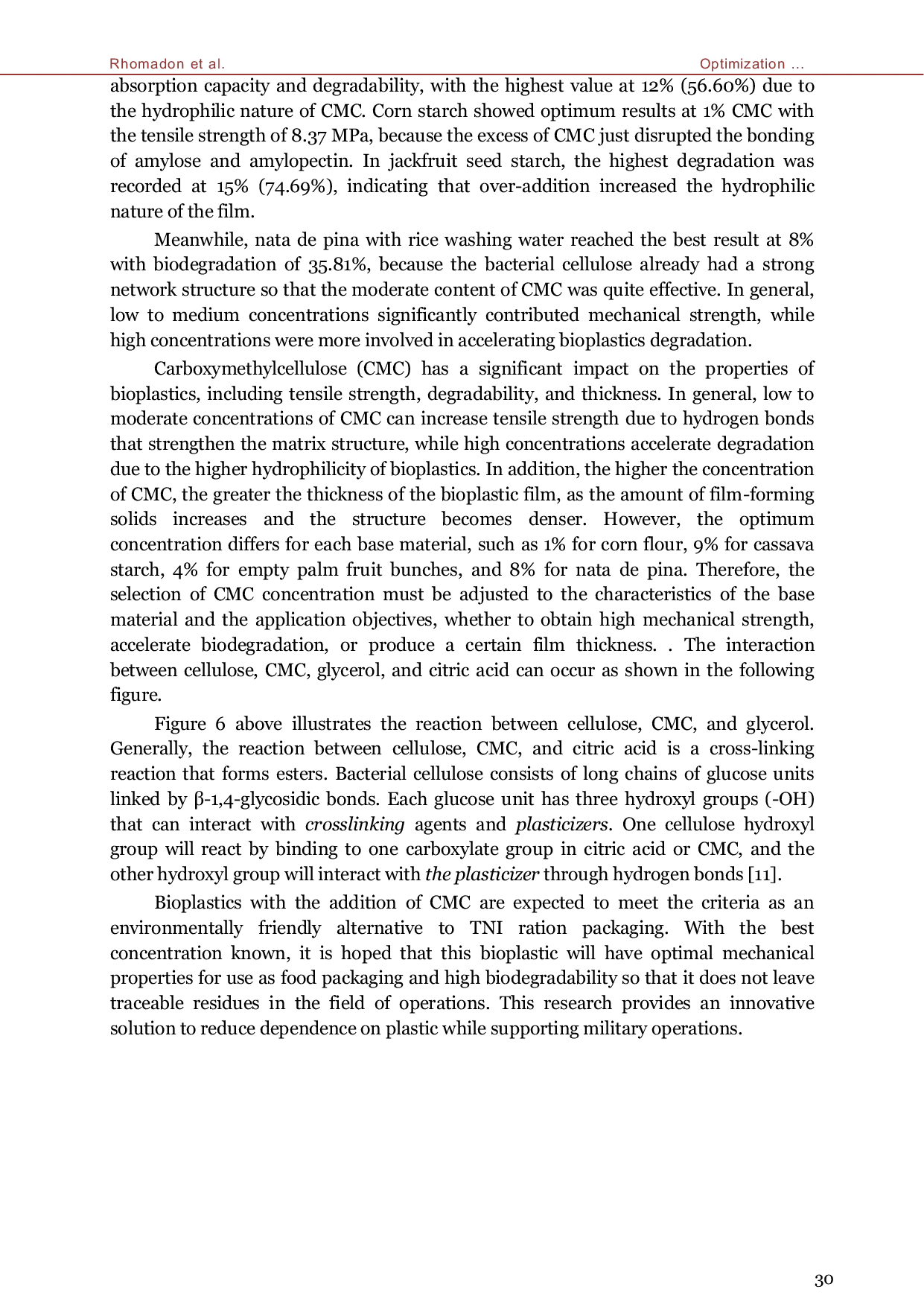 JURIS Optimization of Carboxymethylcellulose CMC for Environmentally Friendly TNI Rations Packaging Formulation Based on Polysaccharides