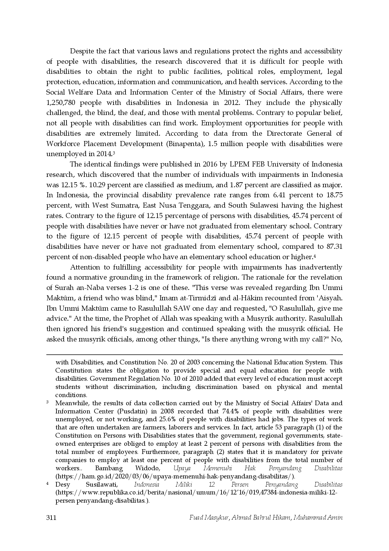 juris Taklif and the Fulfillment of the Rights of Persons with Mental and Intellectual Disabilities An Islamic Legal Perspective