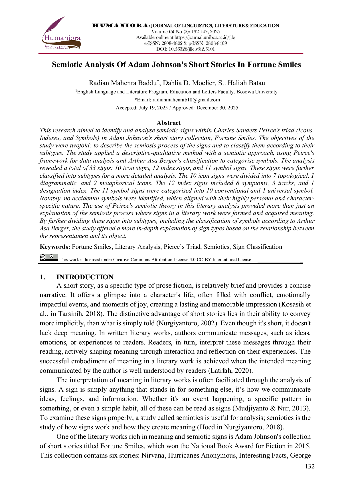 JURIS Semiotic Analysis Of Adam Johnson s Short Stories In Fortune Smiles