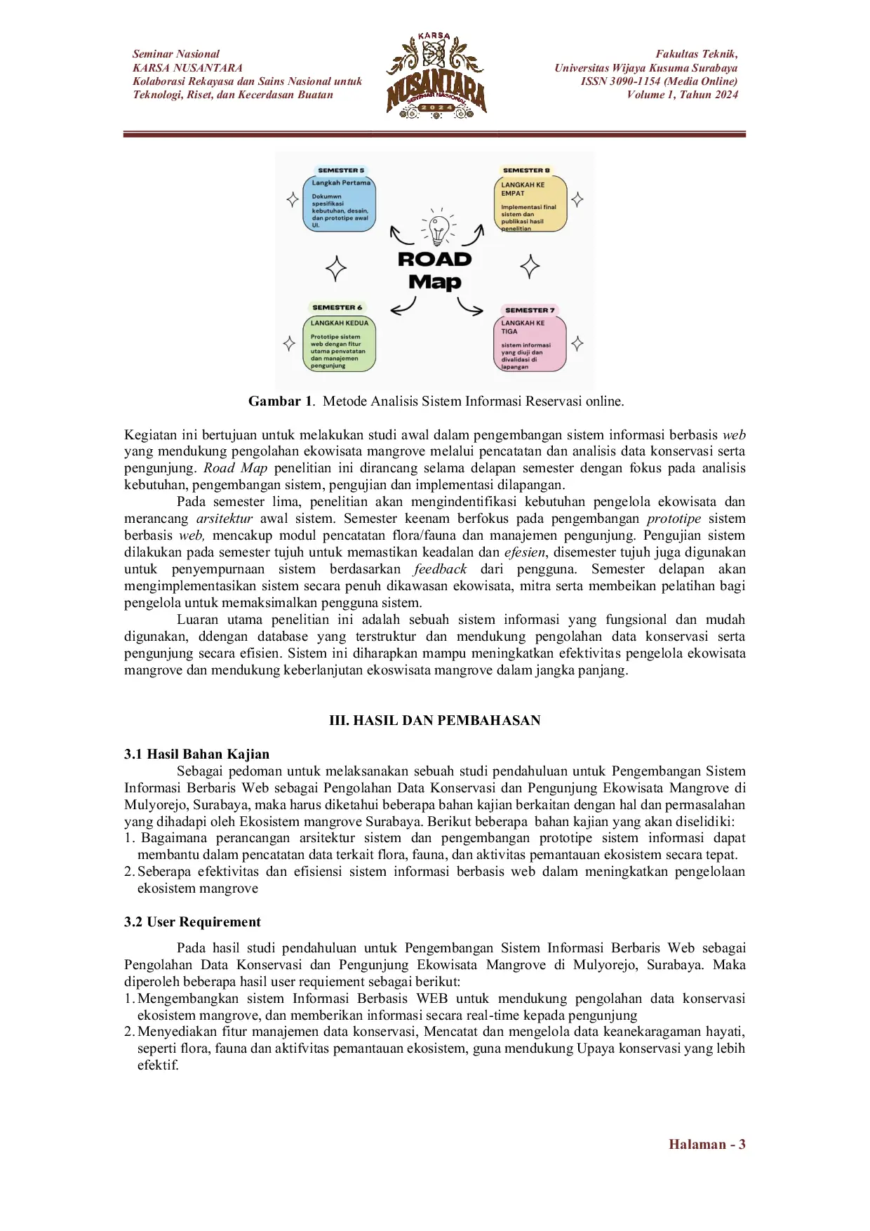 JURIS Studi Pendahuluan Pengembangan Sistem Informasi Berbasis Web sebagai Pengolahan Data Konservasi dan Pengunjung Ekowisata Mangrove Surabaya