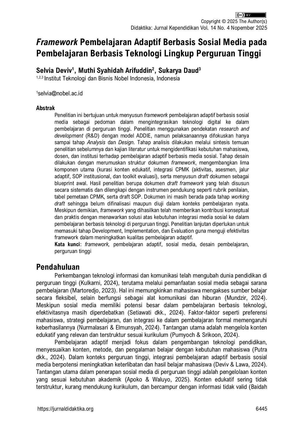 JURIS Framework Pembelajaran Adaptif Berbasis Sosial Media pada Pembelajaran Berbasis Teknologi Lingkup Perguruan Tinggi