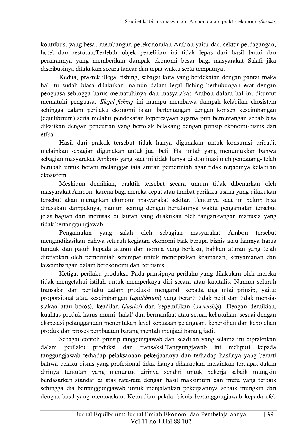 JURIS Studi etika bisnis masyarakat Ambon dalam praktik ekonomi