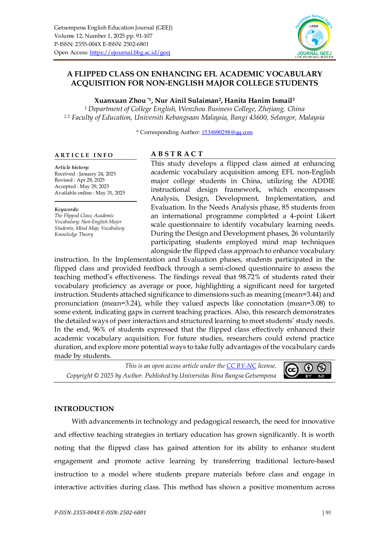 JURIS A Flipped Class on Enhancing EFL Academic Vocabulary Acquisition for Non English Major College Students