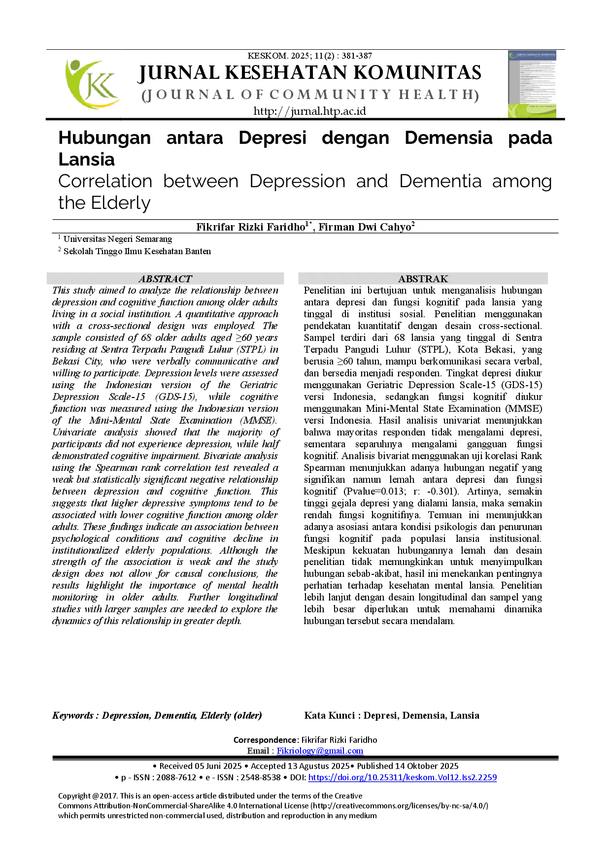 juris Hubungan Antara Depresi dengan Demensia pada Lansia