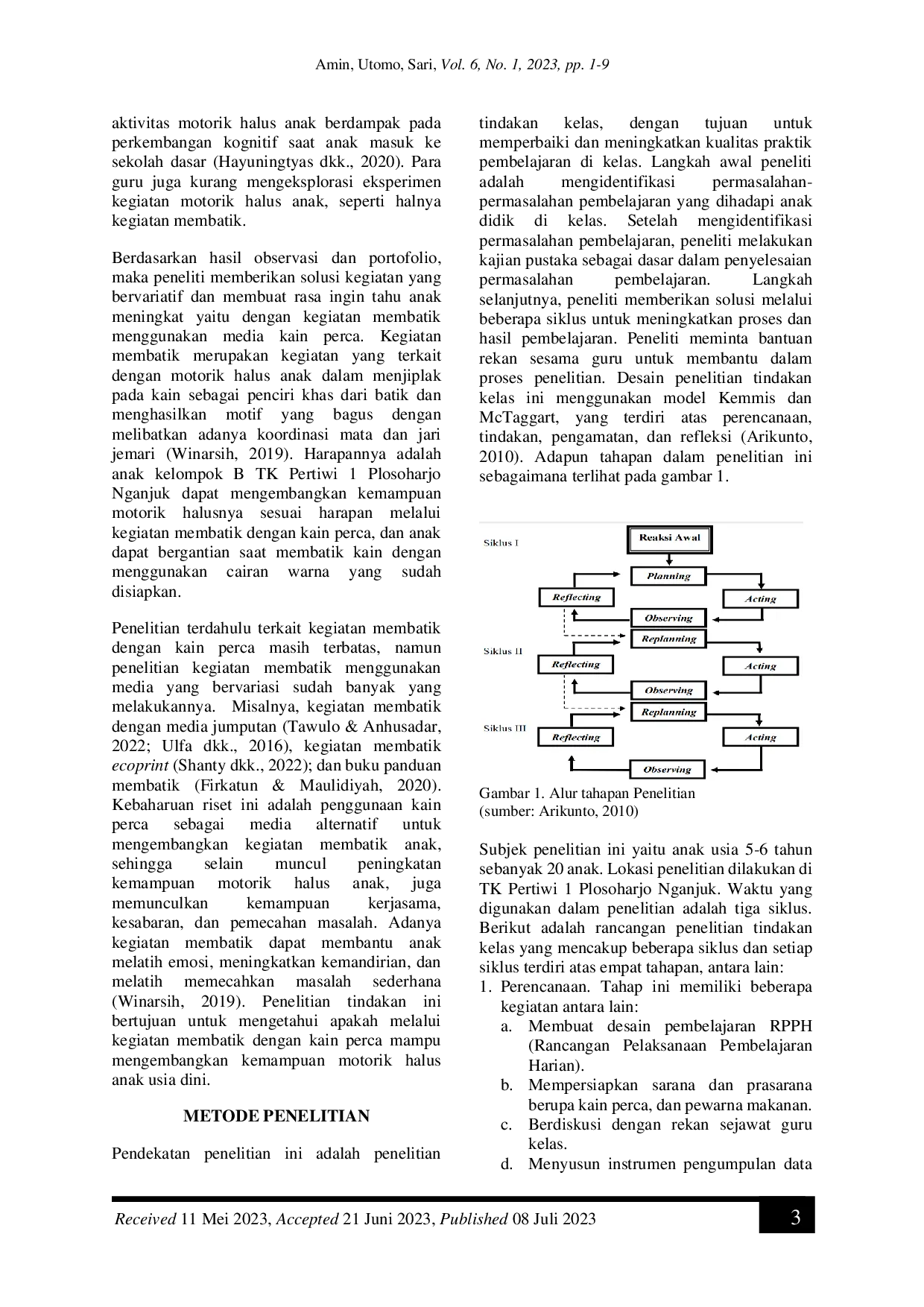JURIS Pengembangan Motorik Halus Melalui Kegiatan Membatik Dengan Kain Perca Pada Anak Usia Dini