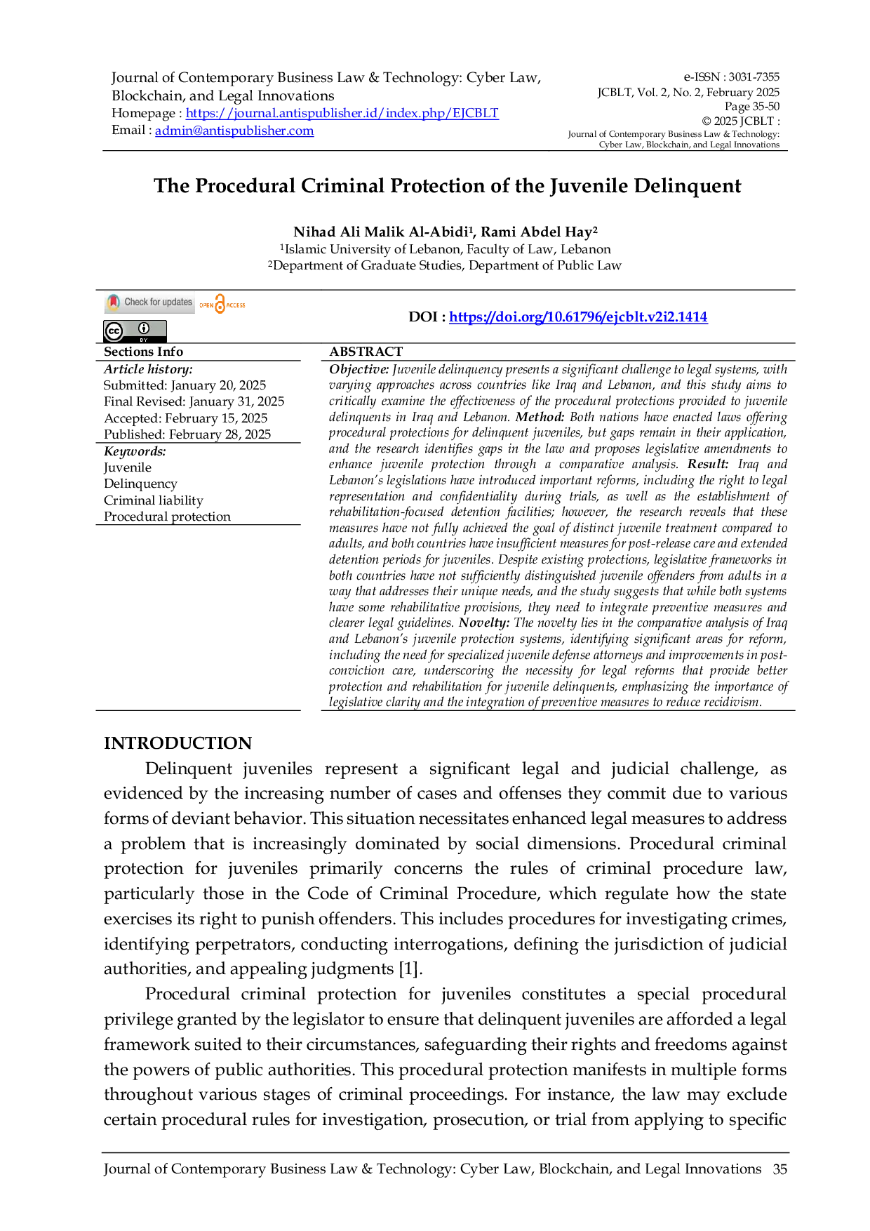 JURIS The Procedural Criminal Protection of the Juvenile Delinquent