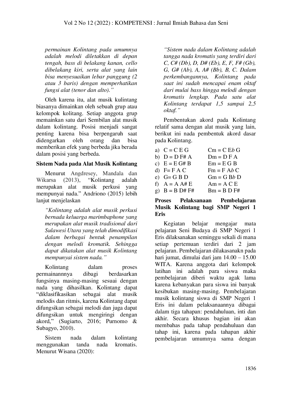 JURIS Pembelajaran Musik Kolintang di SMP Negeri 1 Eris