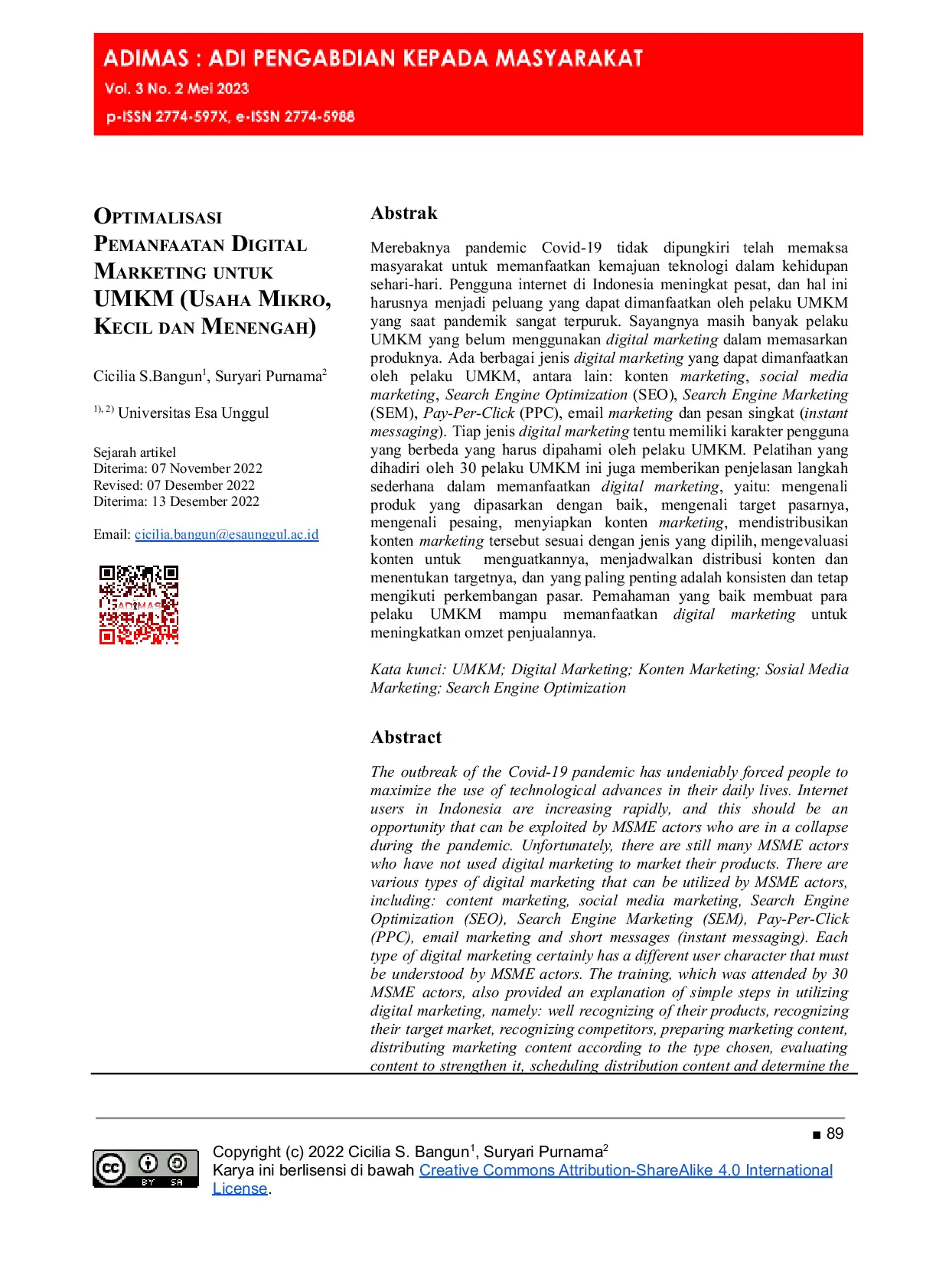 JURIS Optimalisasi Pemanfaatan Digital Marketing untuk UMKM Usaha Mikro Kecil dan Menengah