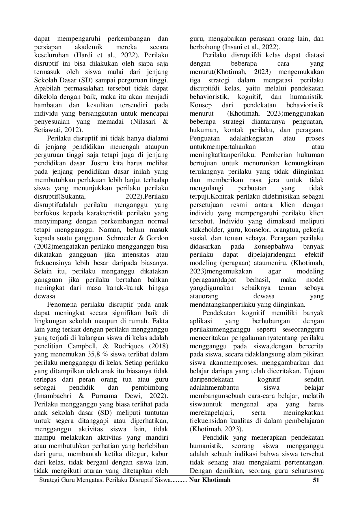 JURIS Strategi Guru Mengatasi Perilaku Disruptif Siswa Dalam Pembelajaran Di Sekolah Dasar