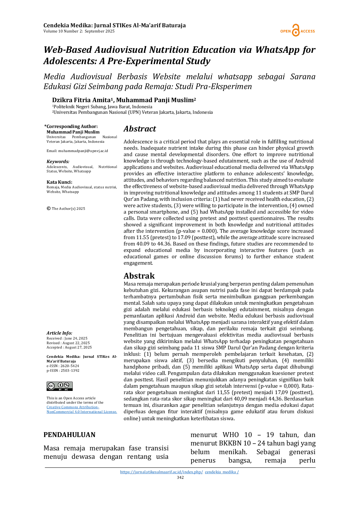 JURIS Media Audiovisual Berbasis Website Melalui WhatsApp Sebagai Sarana Edukasi Gizi Seimbang Pada Remaja Studi Pra Eksperimen