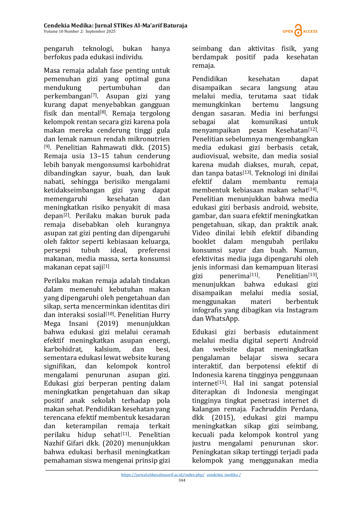 JURIS Media Audiovisual Berbasis Website Melalui WhatsApp Sebagai Sarana Edukasi Gizi Seimbang Pada Remaja Studi Pra Eksperimen