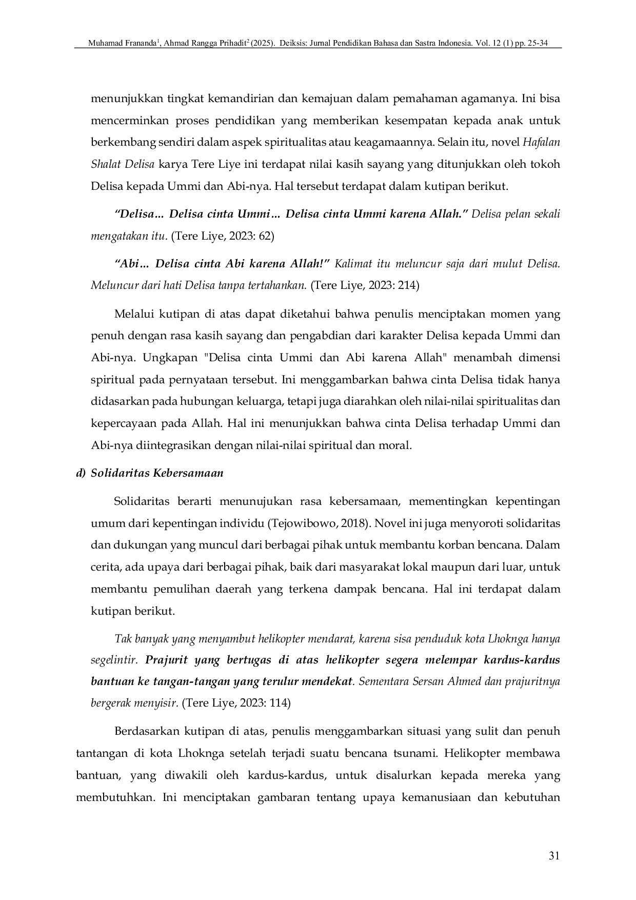 JURIS Exploration of Social Values in the Novel Hafalan Shalat Delisa by Tere Liye A Study in the Sociology of Literature