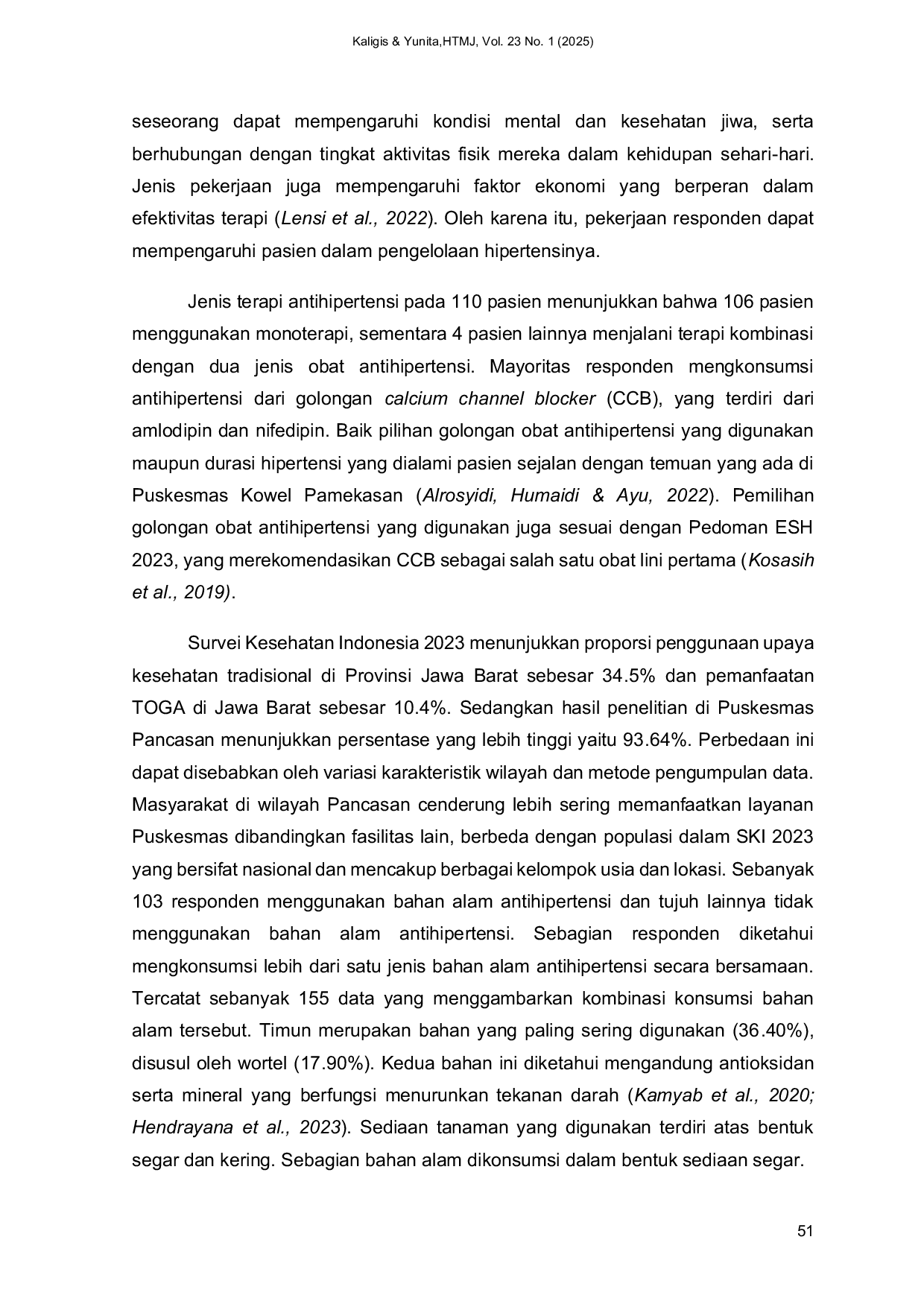 JURIS Pola Pemanfaatan Bahan Alam sebagai Terapi Komplementer Hipertensi di Puskesmas Pancasan