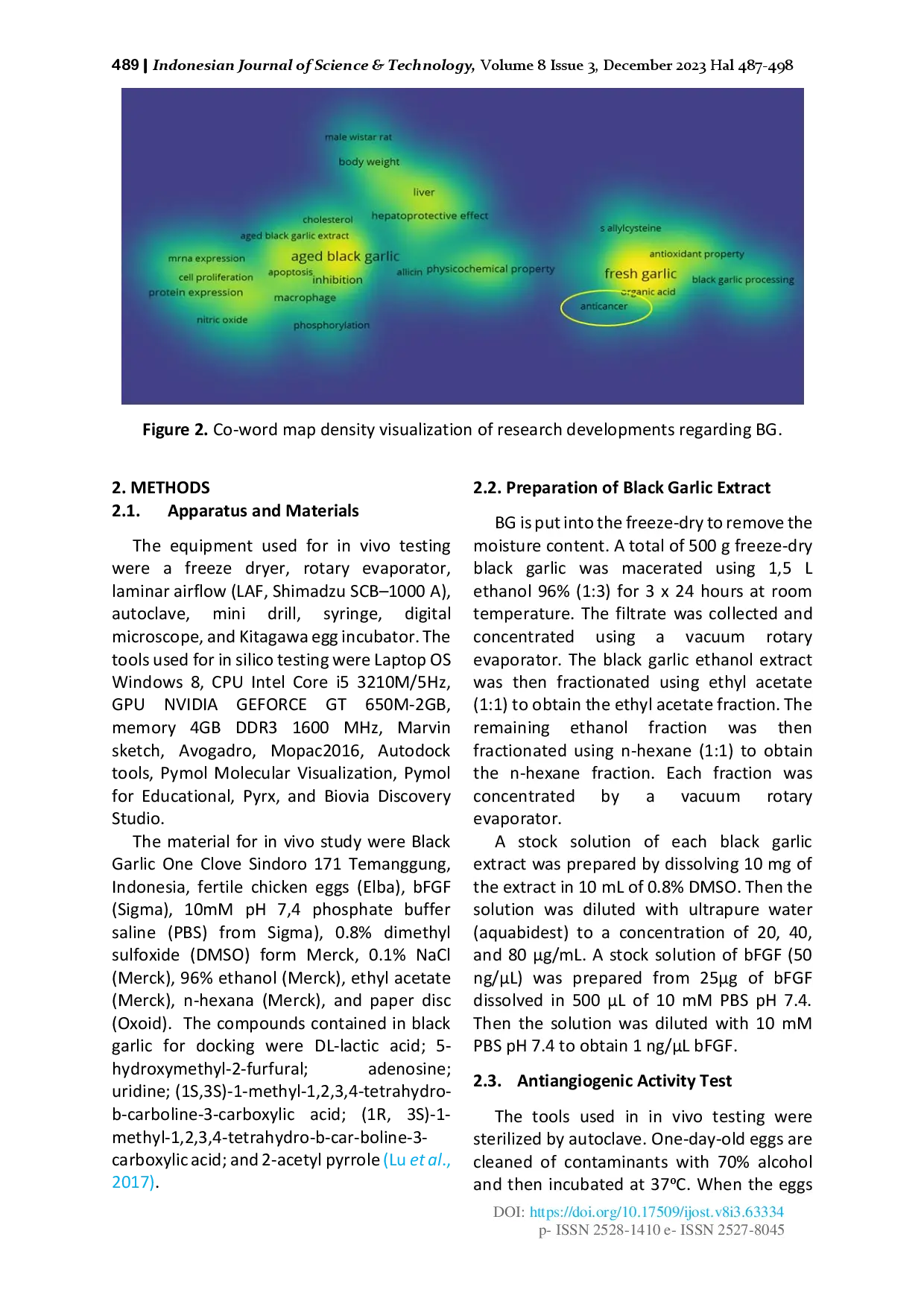 juris Antiangiogenesis Activity of Indonesian Local Black Garlic Allium Sativum Solo Experiments and Bibliometric Analysis