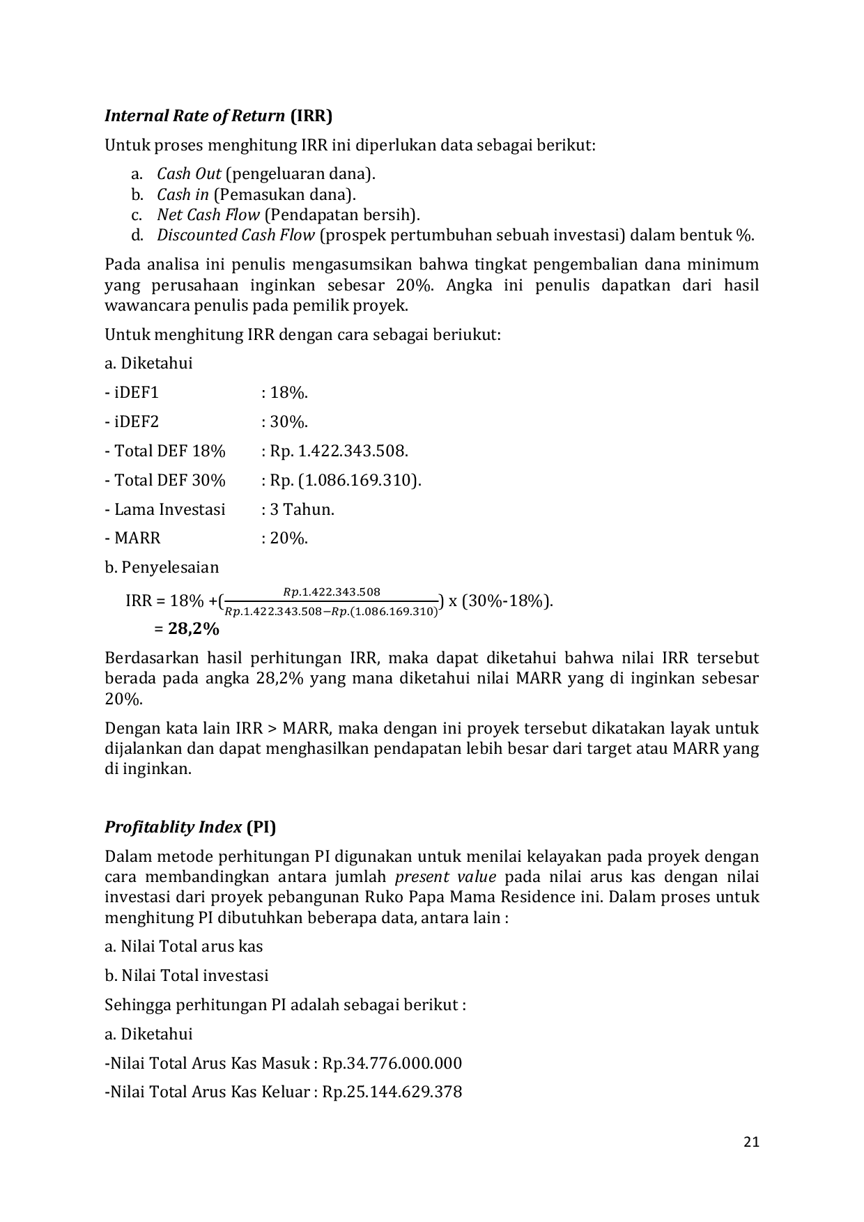 JURIS Analisis Kelayakan Studi Pada Proyek Pembangunan Ruko Di Batam Studi Kasus Pada Pembangunan Ruko Papa Mama Residence