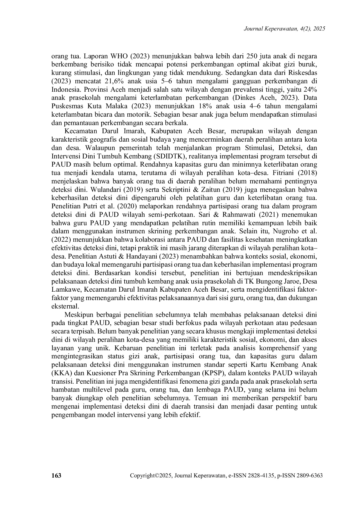 JURIS Early Detection of Growth and Development of Preschool Children in Transition Areas