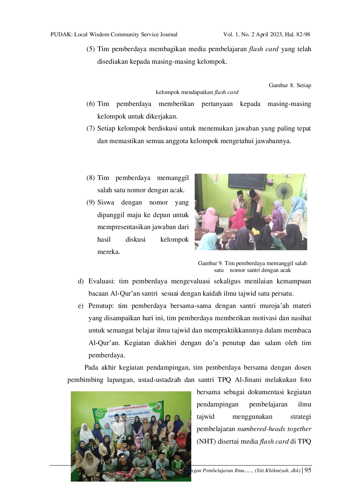 JURIS Pendampingan Pembelajaran Ilmu Tajwid Di Tpq Al Jinani Dusun Dadapan Desa Salen Kecamatan Bangsal Kabupaten Mojokerto