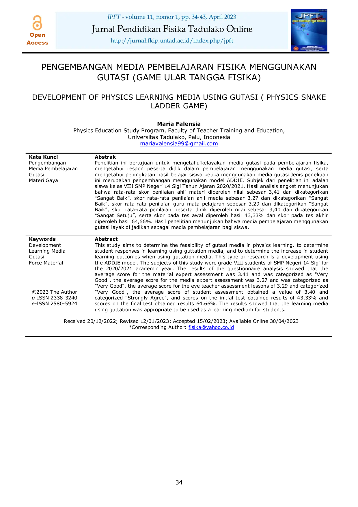 JURIS The Pengembangan Media Pembelajaran Fisika Menggunakan Gutasi Game Ular Tangga Fisika