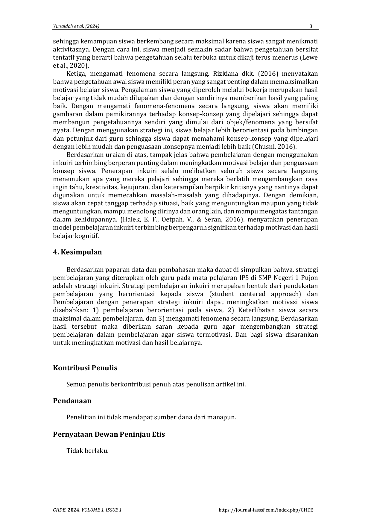 JURIS Optimalisasi pembelajaran dalam peningkatan human developtment analisis pengaruh strategi pembelajaran terhadap motivasi belajar siswa