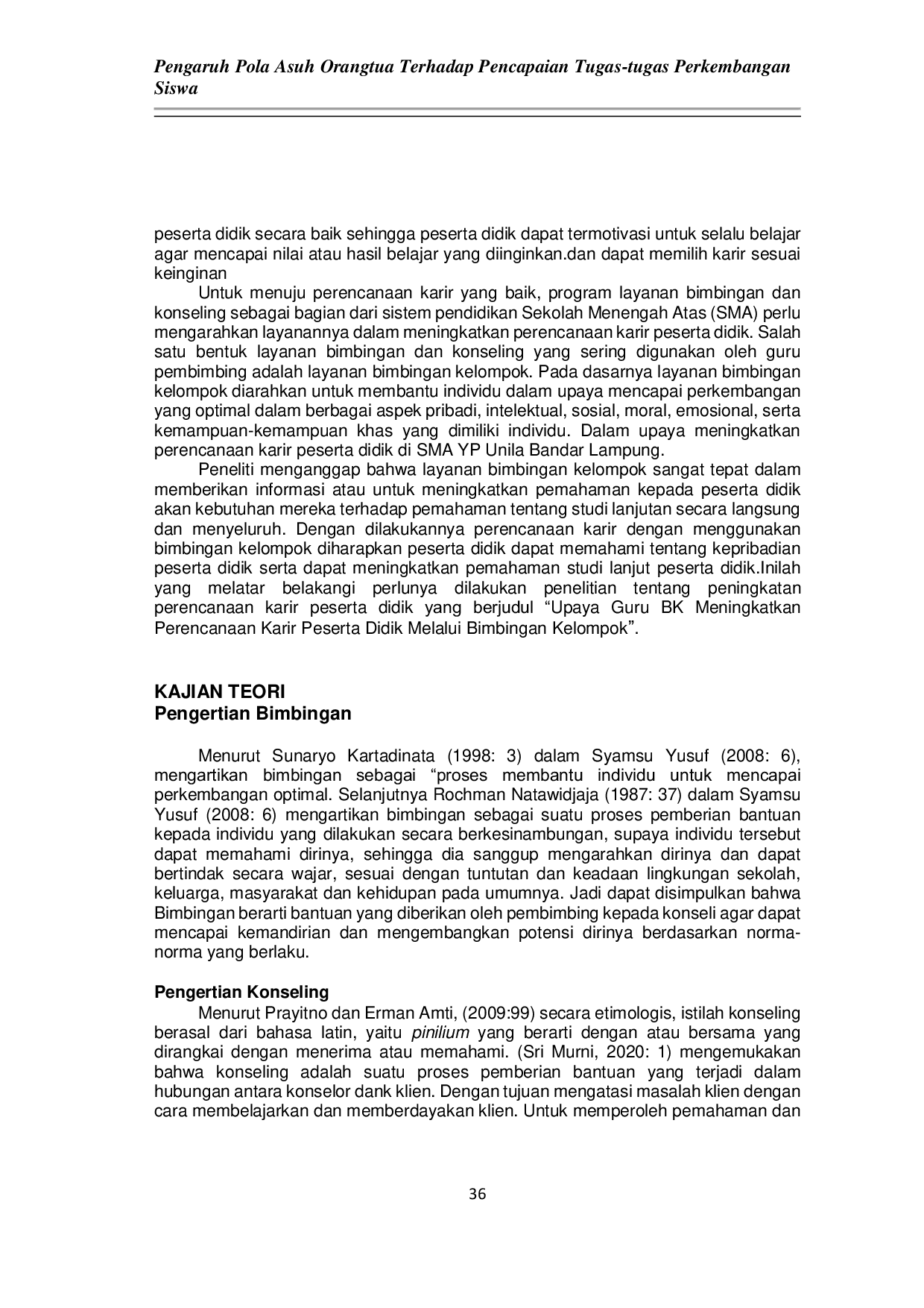 JURIS Upaya Guru BK Meningkatkan Perencanaan Karir Peserta Didik Melalui Bimbingan Kelompok