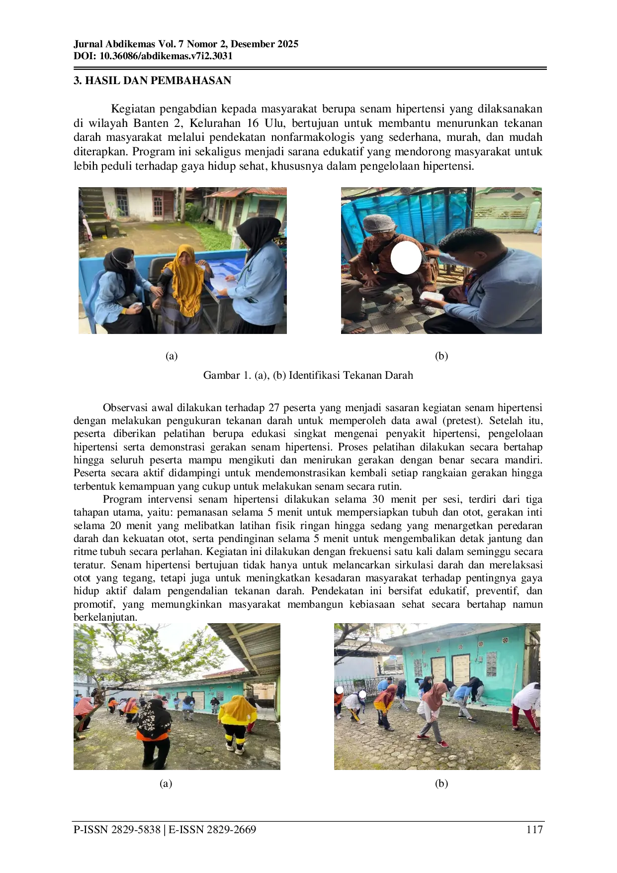 JURIS Upaya Penurunan Tekanan Darah Melalui Program Senam Hipertensi di Kota Palembang