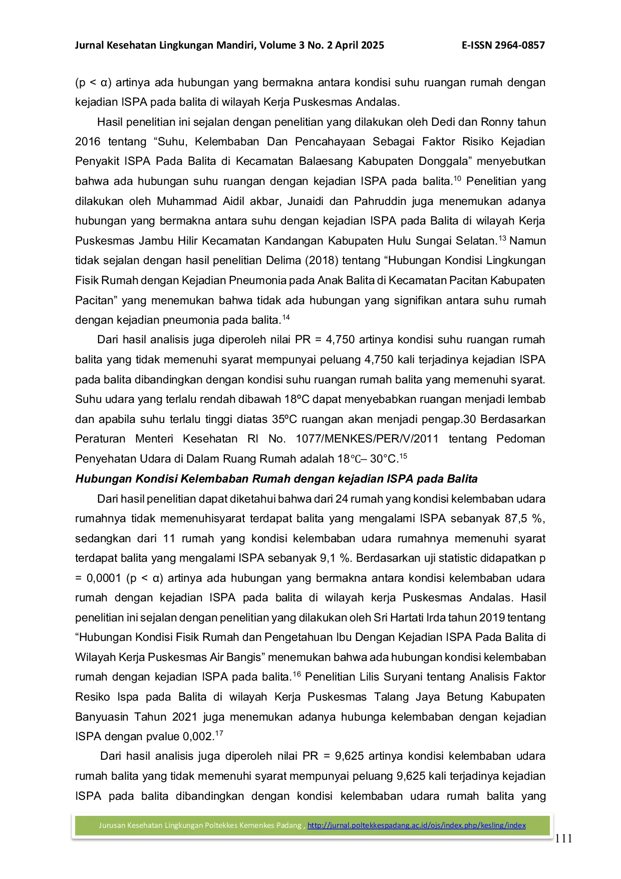 JURIS Faktor Faktor yang Berhubungan dengan Kejadian Infeksi Saluran Pernafasan Akut ISPA pada Balita