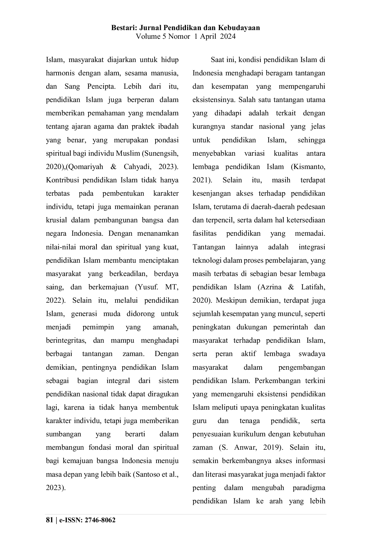 JURIS Eksistensi Pendidikan Islam di Indonesia Sebuah Systematic Literature Review