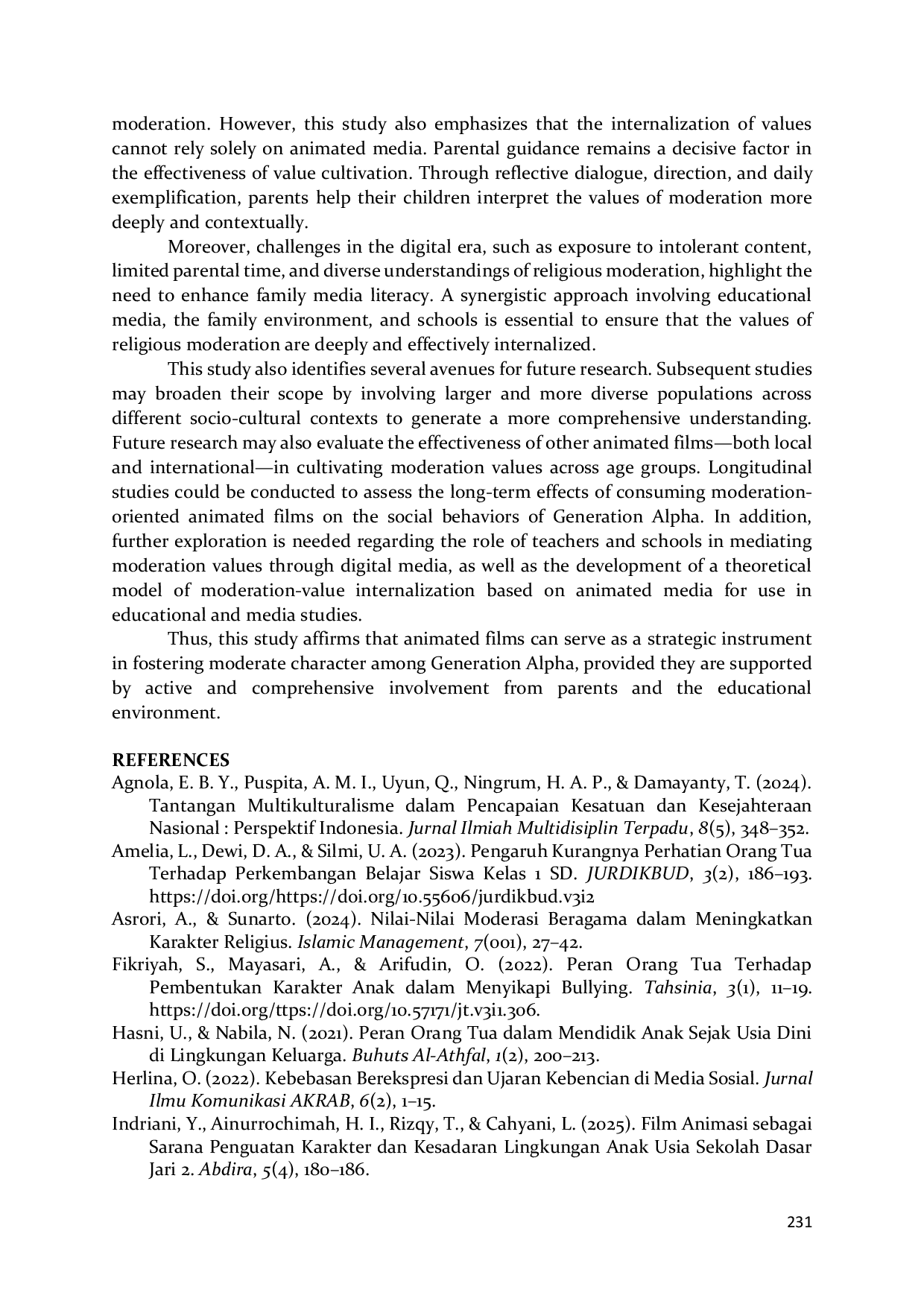 JURIS Parental Perceptions of Religious Moderation Education for Generation Alpha Through Animated Films