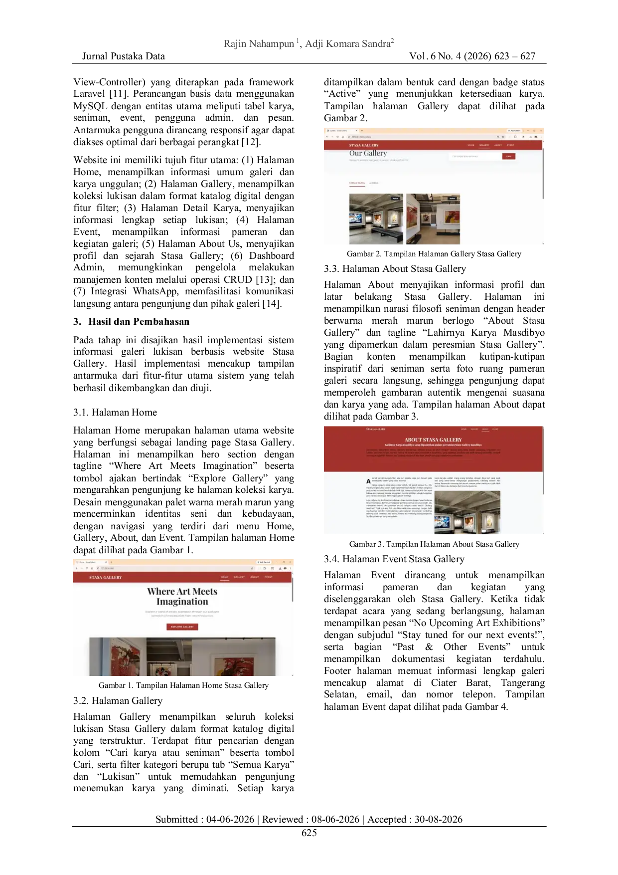 JURIS Perancangan dan Pengembangan Sistem Informasi Galeri Lukisan Berbasis Website sebagai Media Branding dan Katalog Digital pada Divisi Stasa Gallery