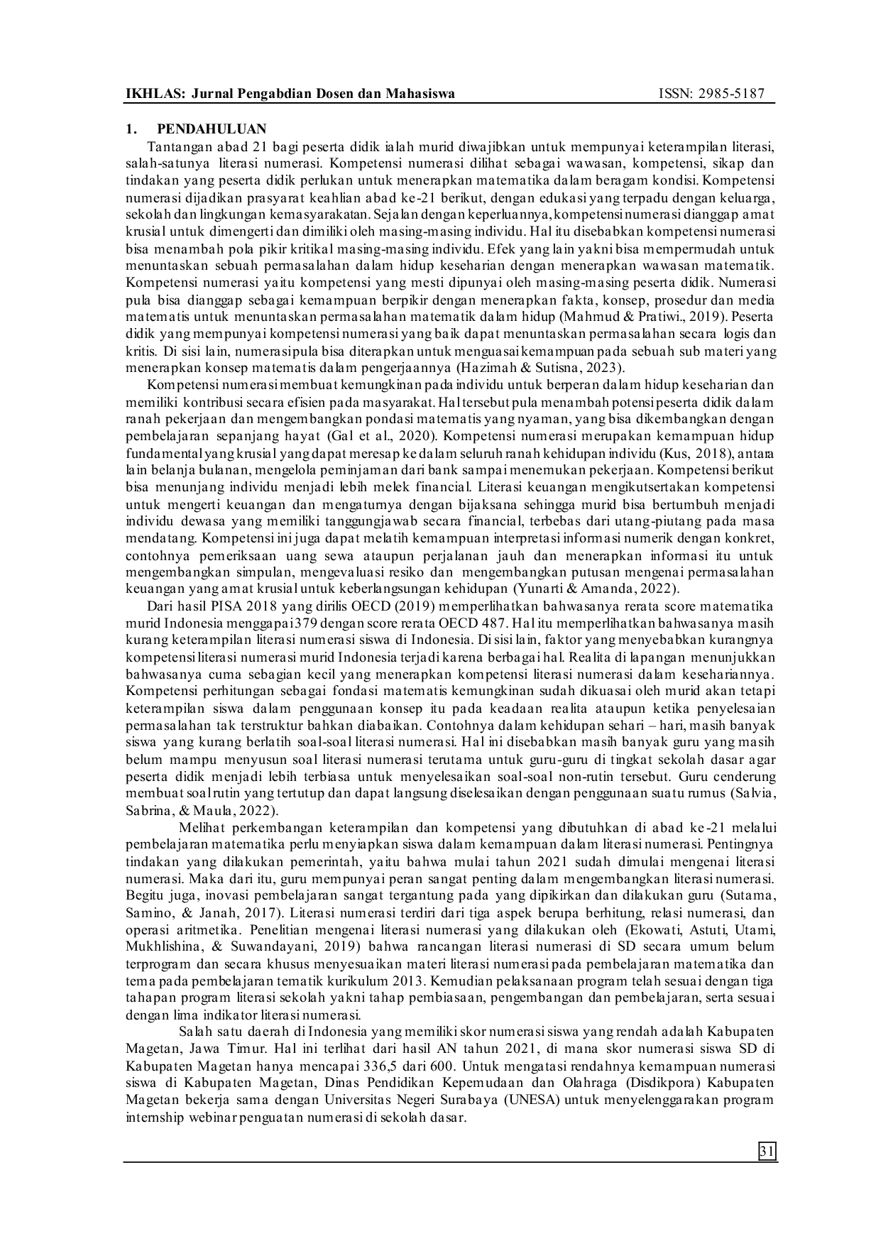 JURIS Strategi Peningkatan Kemampuan Numerasi Siswa Sekolah Dasar