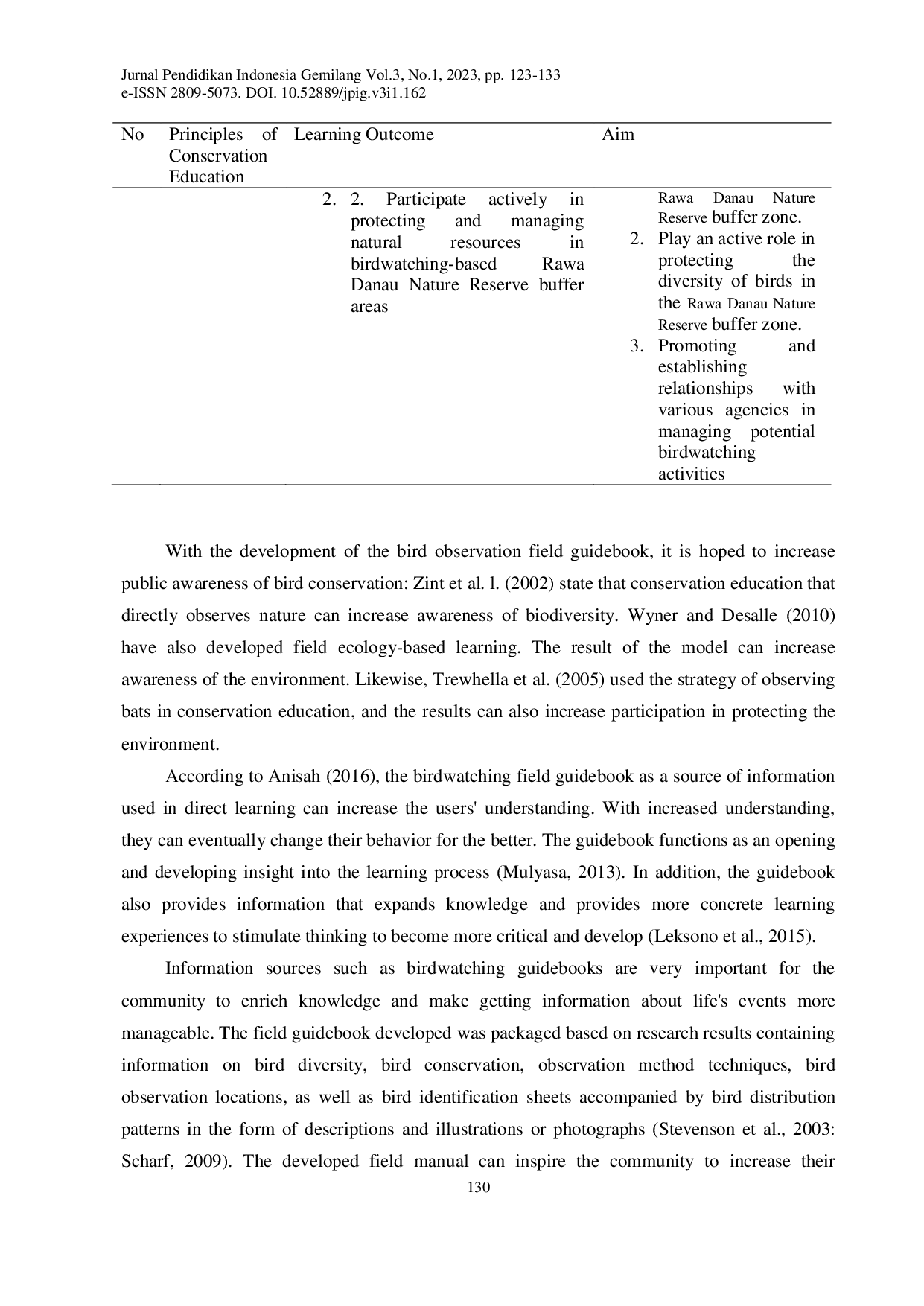 juris Conservation Education Media Birdwatching Guidebook in the Buffer Zone of the Rawa Danau Nature Reserve