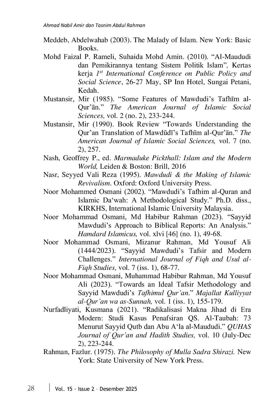 JURIS Telaah Ringkas Tafsir Abul A la Al Mawdudi Tafhim Al Qur an