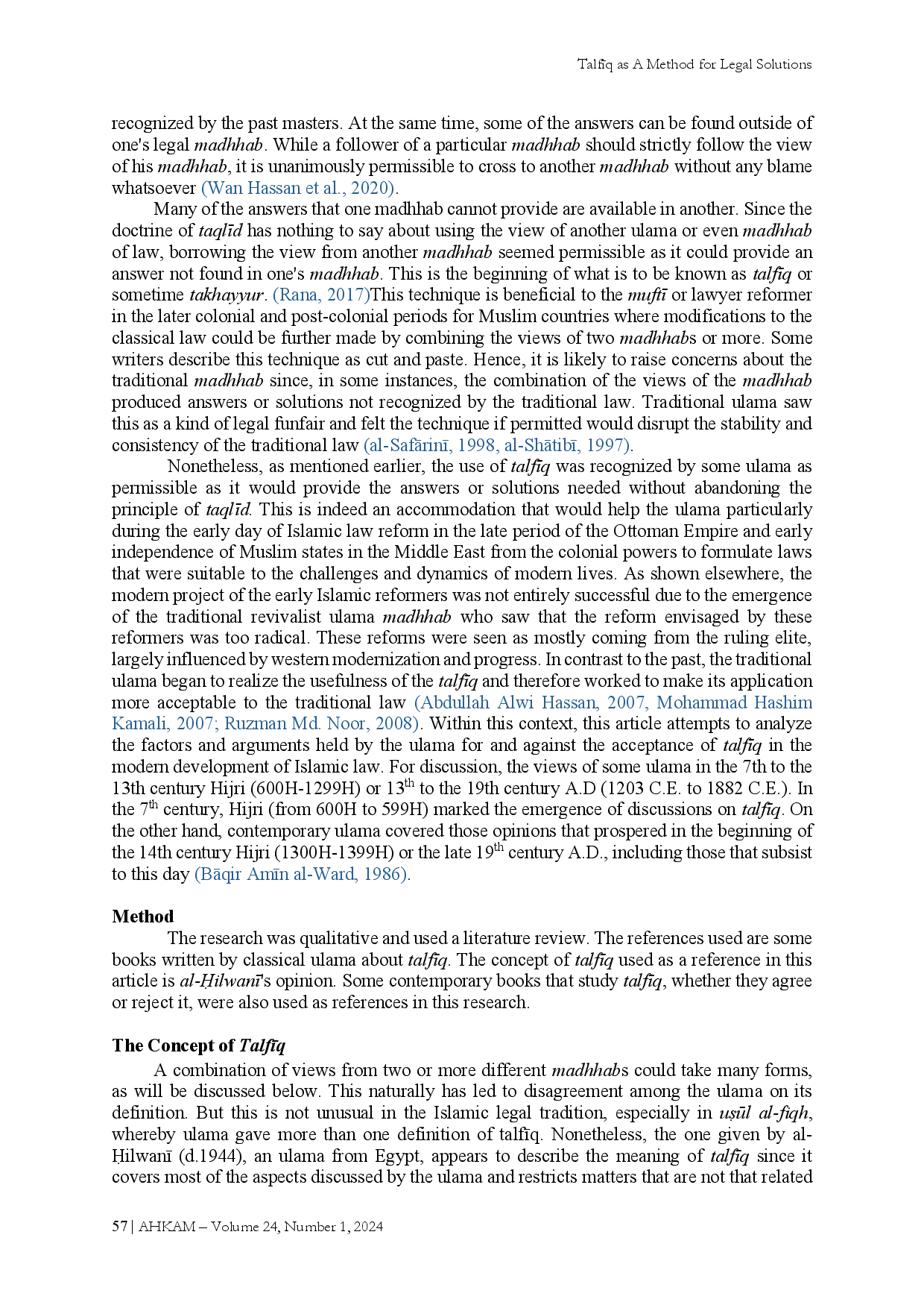 juris Talfq as A Method for Legal Solutions in Contemporary Islamic Law