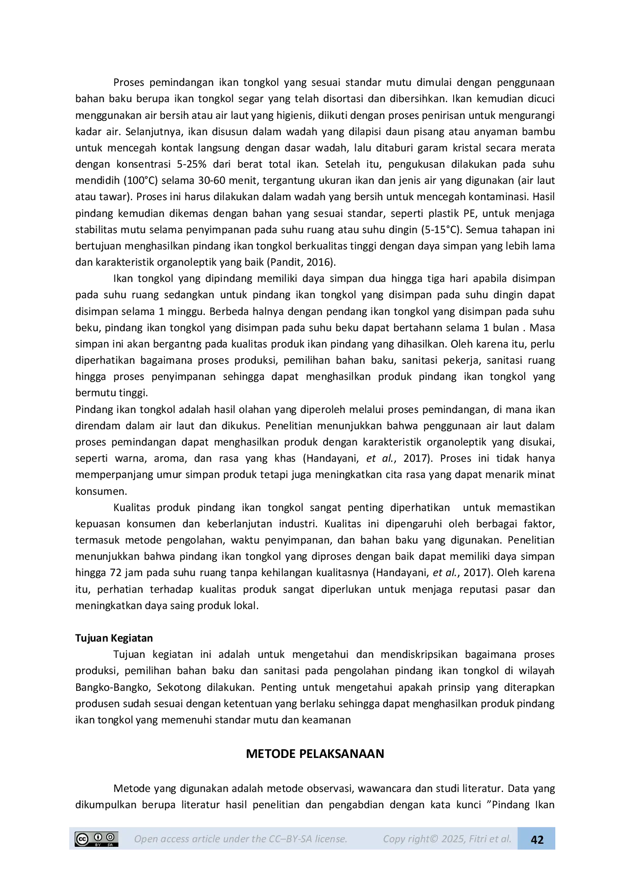 JURIS POTENSI DAN KUALITAS PINDANG IKAN TONGKOL Euthynnus affinis DI BANGKO BANGKO SEKOTONG ANALISIS PROSES PENGOLAHAN SANITASI DAN KEAMANAN