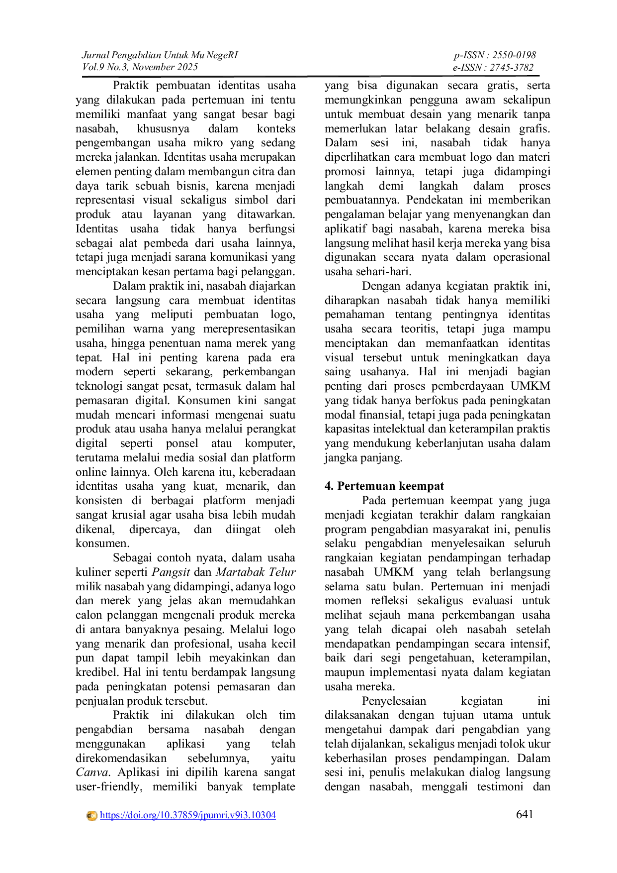 JURIS Pendampingan UMKM Kuliner pada Wirausaha Pangsit dan Martabak Telur