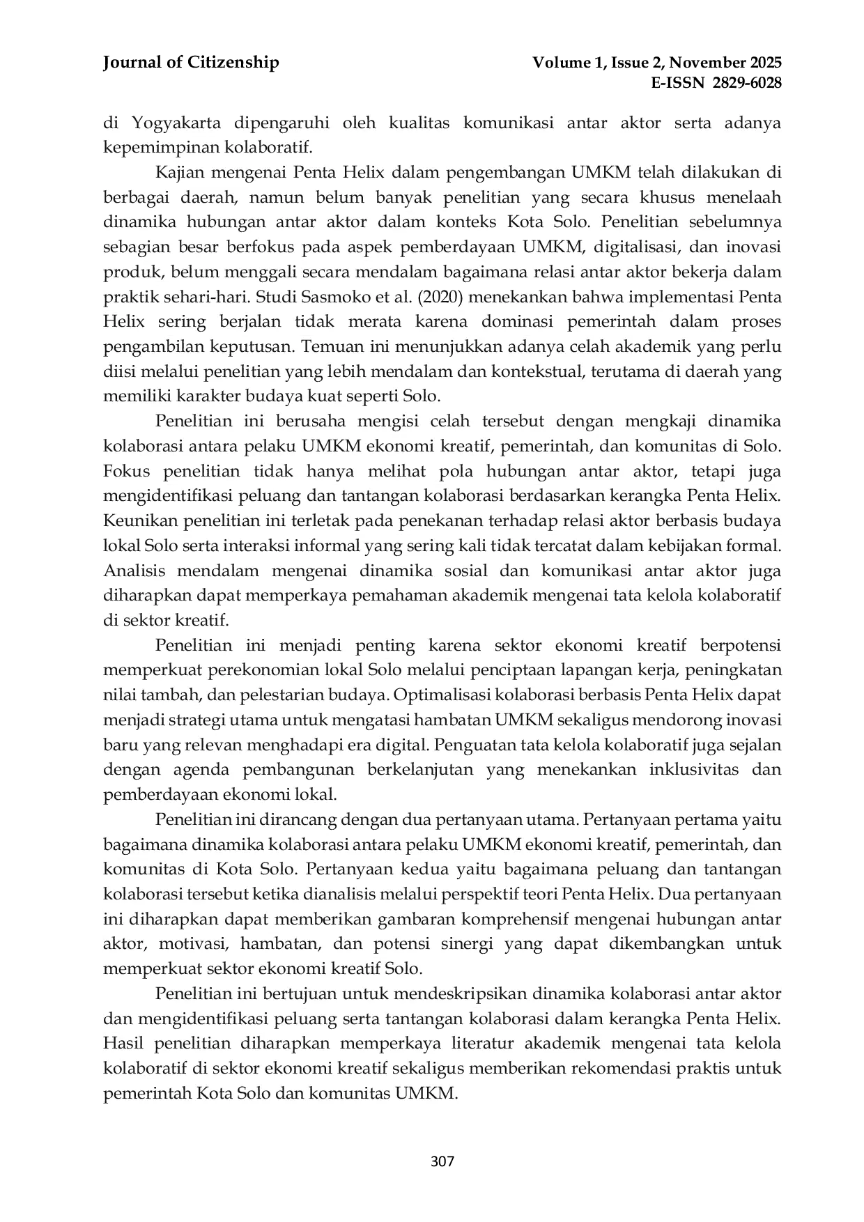 JURIS Dinamika Kolaborasi antara Pelaku UMKM Ekonomi Kreatif Pemerintah dan Komunitas di Kota Solo