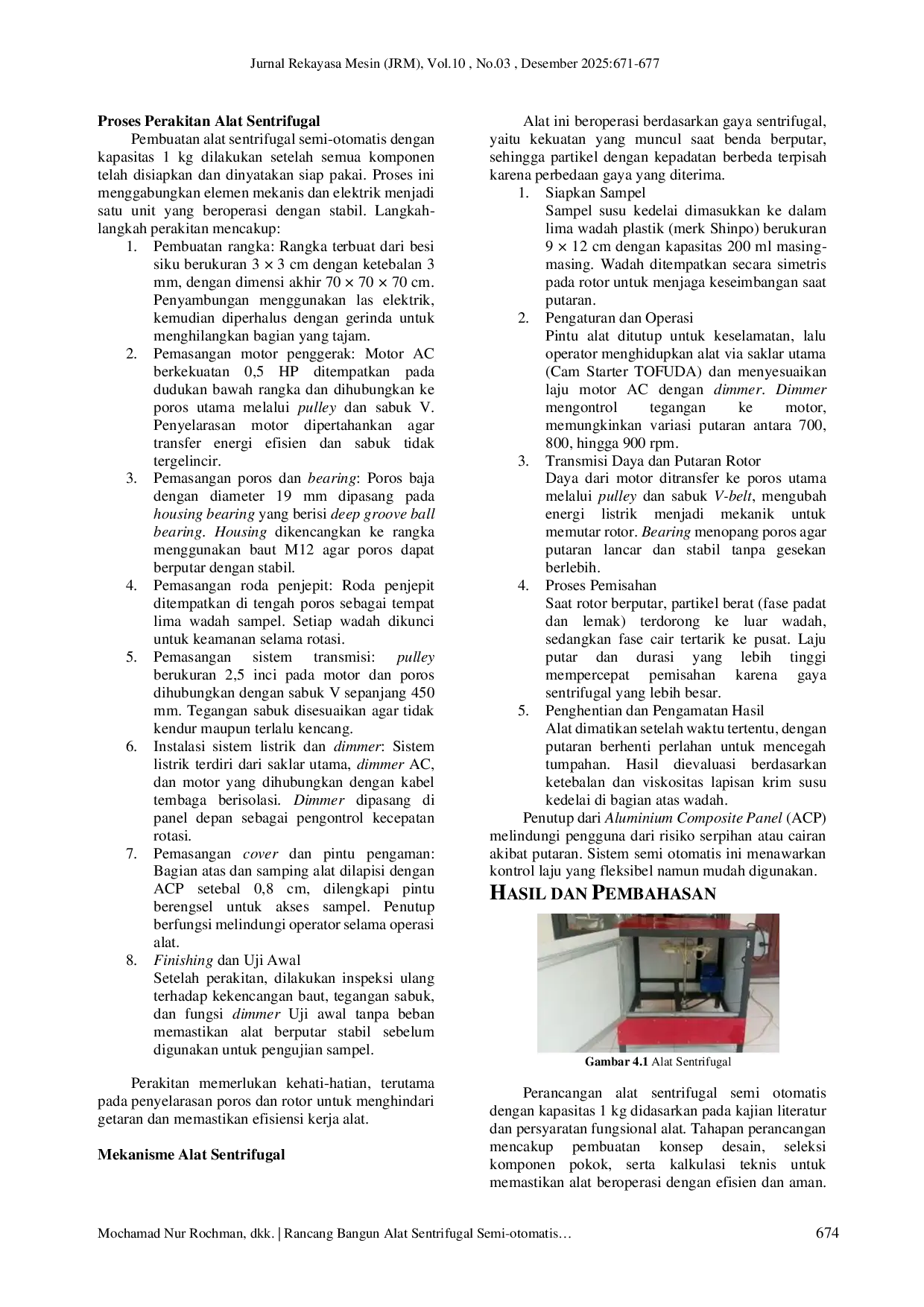 JURIS Design and Development of a Semi automatic Centrifugal Device with a 1 kg Capacity