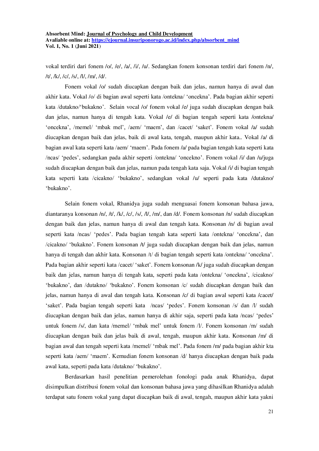 JURIS Penguasaan Fonologi dalam Pemerolehan Bahasa Studi Kasus Anak Usia 1 5