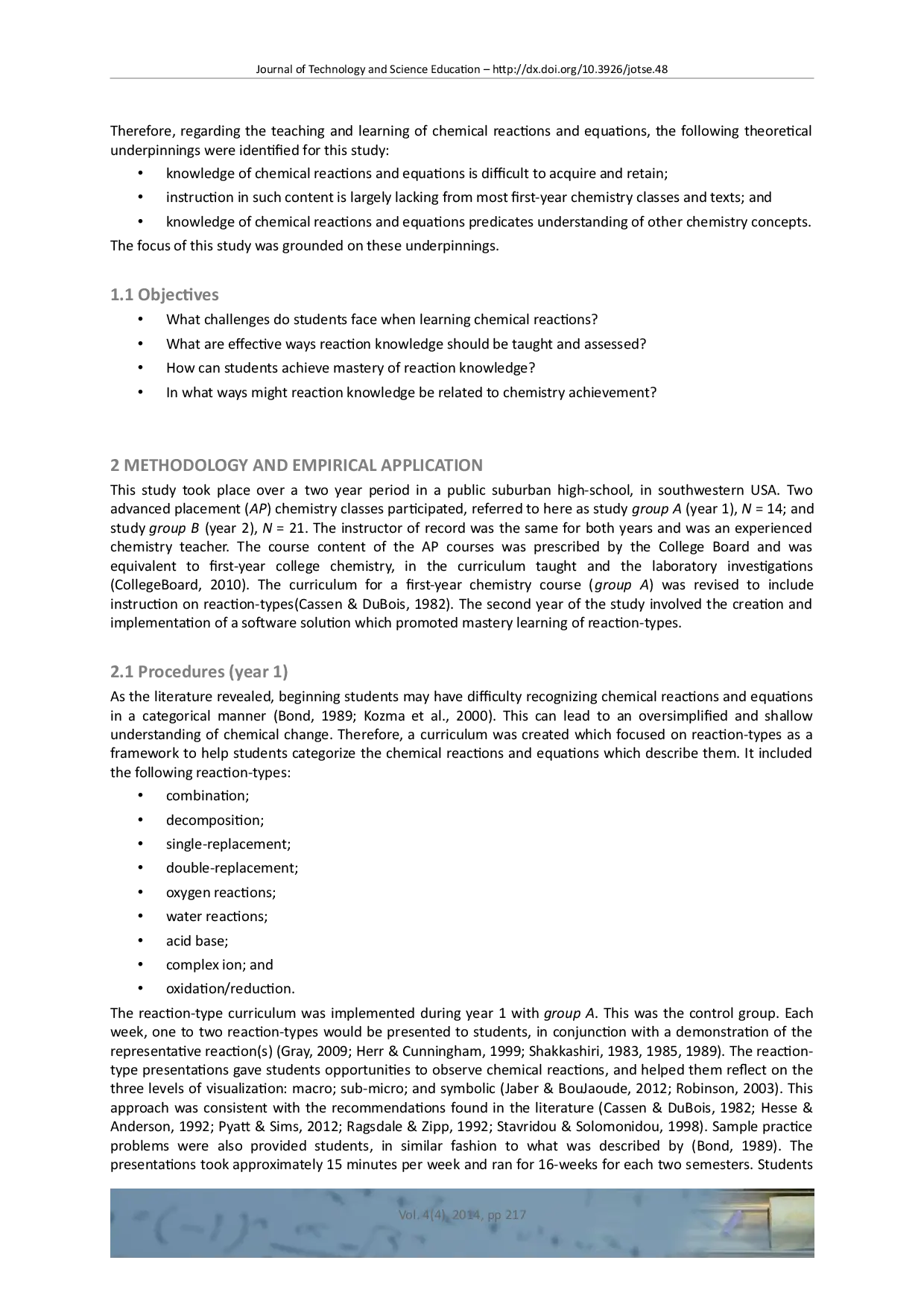 JURIS Use of Chemistry Software to Teach and Assess Model Based Reaction and Equation Knowledge