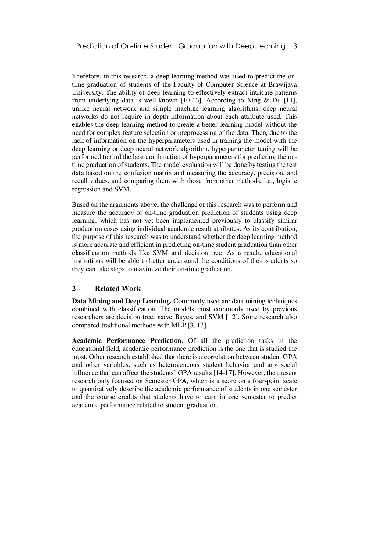 JURIS Prediction of On time Student Graduation with Deep Learning Method