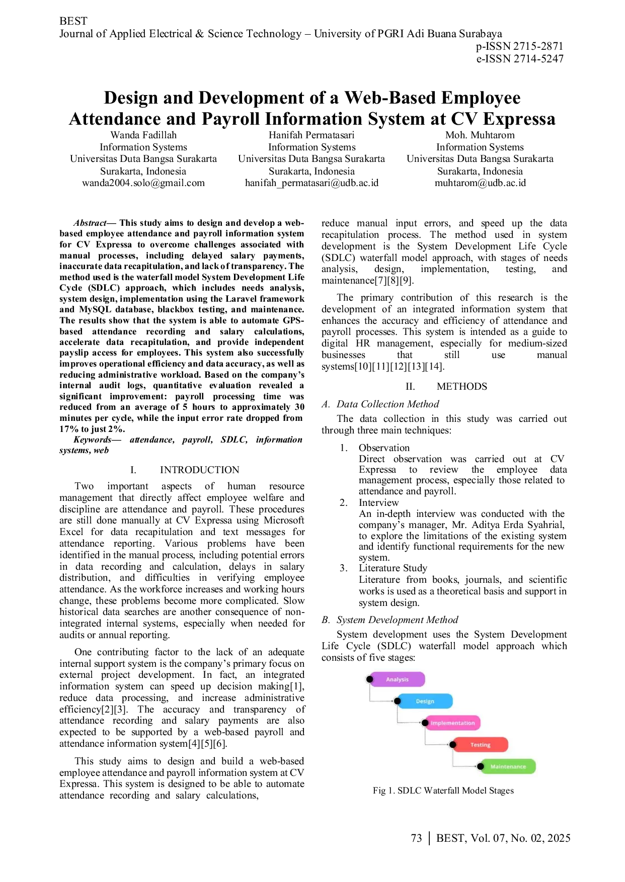 JURIS Design and Development of a Web Based Employee Attendance and Payroll Information System at CV Expressa