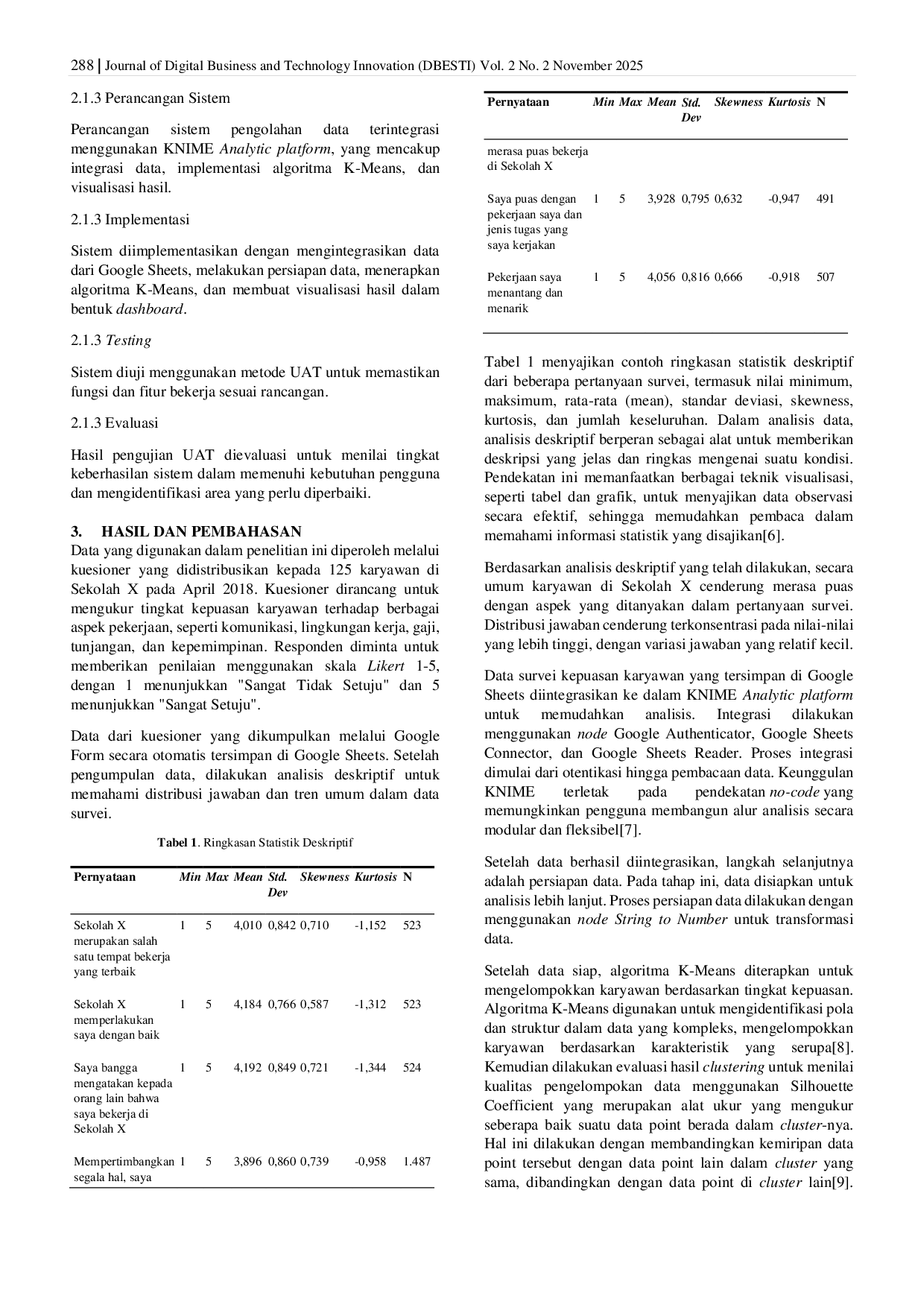 JURIS Implementasi Sistem Pengolahan Data Terintegrasi dengan Algoritma K Means pada KNIME