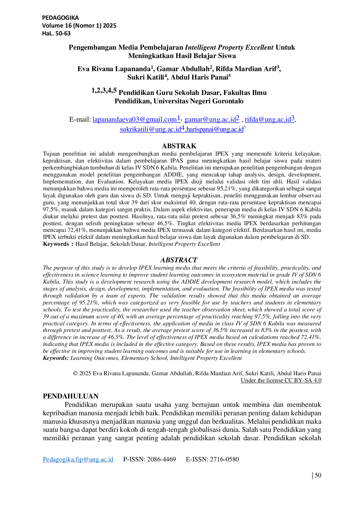 JURIS Pengembangan Media Pembelajaran Intelligent Property Excellent Untuk Meningkatkan Hasil Belajar Siswa