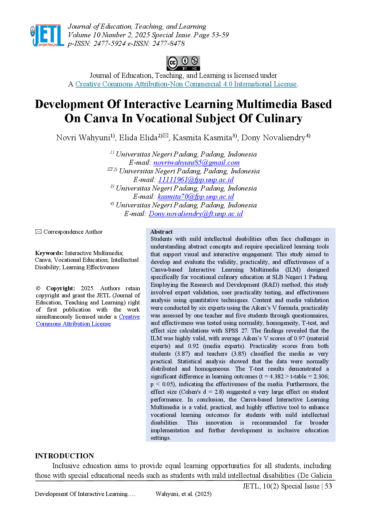 juris Development Of Interactive Learning Multimedia Based On Canva In Vocational Subject Of Culinary